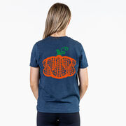 Girls Lacrosse Short Sleeve T-Shirt - Lax Stick Pumpkin (Back Design)