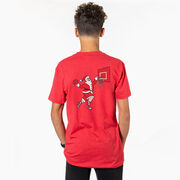 Basketball Short Sleeve T-Shirt - Slam Dunk Santa (Back Design)