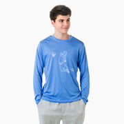 Basketball Long Sleeve Performance Tee - Basketball Player Sketch