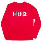 Field Hockey Long Sleeve Performance Tee - Fierce Field Hockey Girl with Silver Glitter