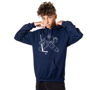 Hockey Hooded Sweatshirt - Hockey Goalie Sketch