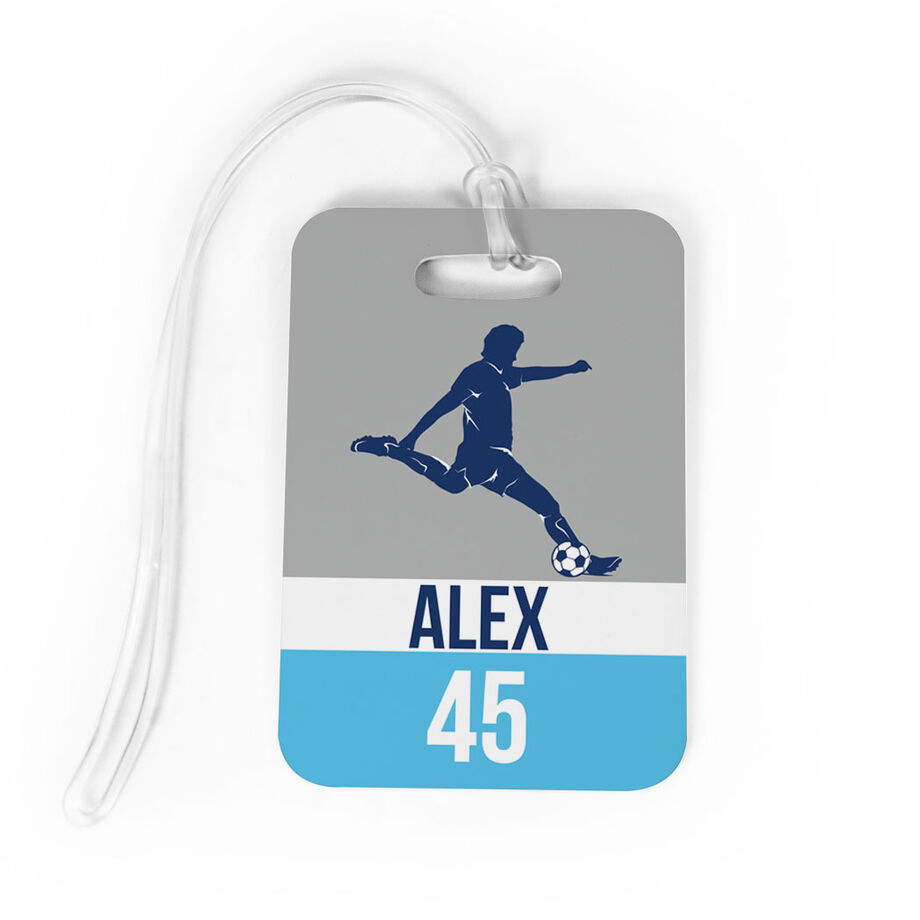 Soccer Bag/Luggage Tag - Personalized Soccer Guy Name and Number