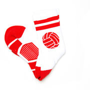 Volleyball Woven Mid-Calf Socks - Ball (White/Red)