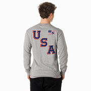 Hockey Tshirt Long Sleeve - Hockey USA Gold (Back Design)