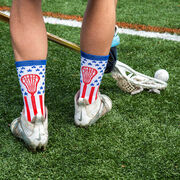 Lacrosse Woven Mid-Calf Socks - American Lax (Red/White/Blue)