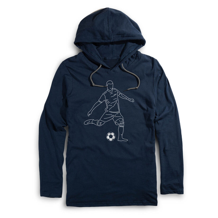 Men's Soccer Lightweight Hoodie - Soccer Guy Player Sketch