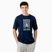 Guys Lacrosse Short Sleeve Performance Tee - Raised In a Cage