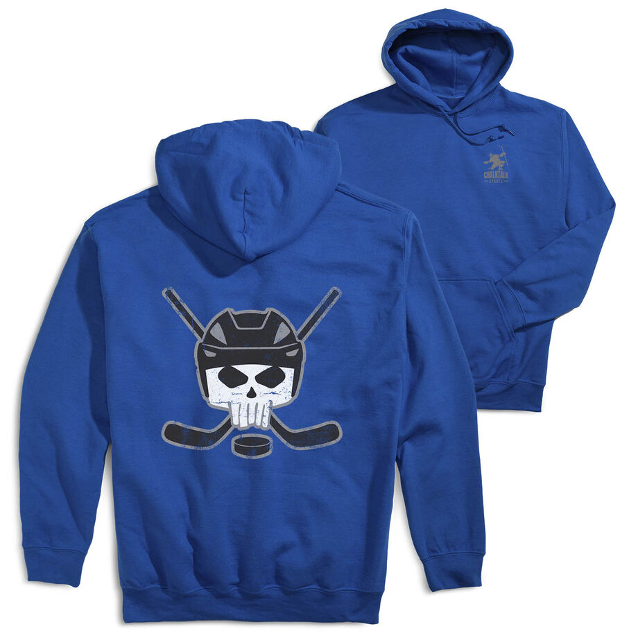 Hockey Hooded Sweatshirt - Hockey Helmet Skull (Back Design)