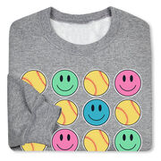 Softball Crewneck Sweatshirt - Softball Makes Me Happy
