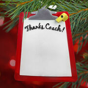 Thanks Coach Resin Ornament - Red Clipboard (Ready to Sign!)