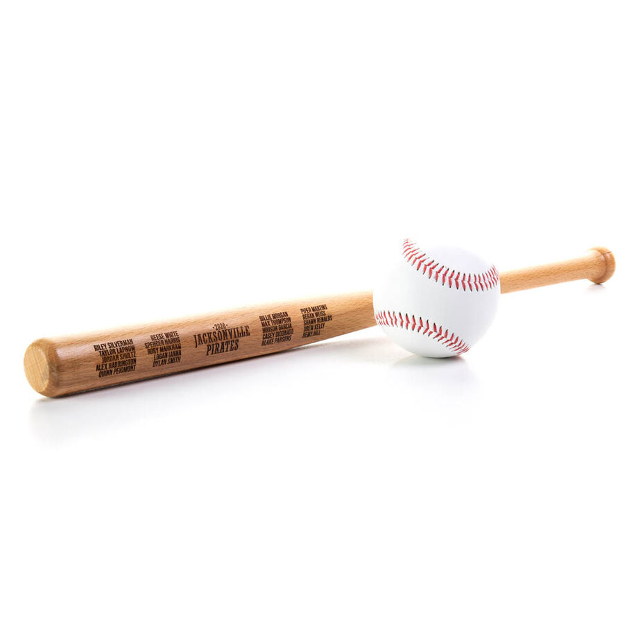 Engraved Mini Baseball Bat - Team Name With Roster