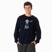 Guys Lacrosse Crewneck Sweatshirt - Laxer the Lacrosse Dog