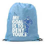 Guys Lacrosse Drawstring Backpack - My Goal Is To Deny Yours Defenseman