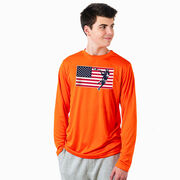 Guys Lacrosse Long Sleeve Performance Tee - Patriotic Lacrosse