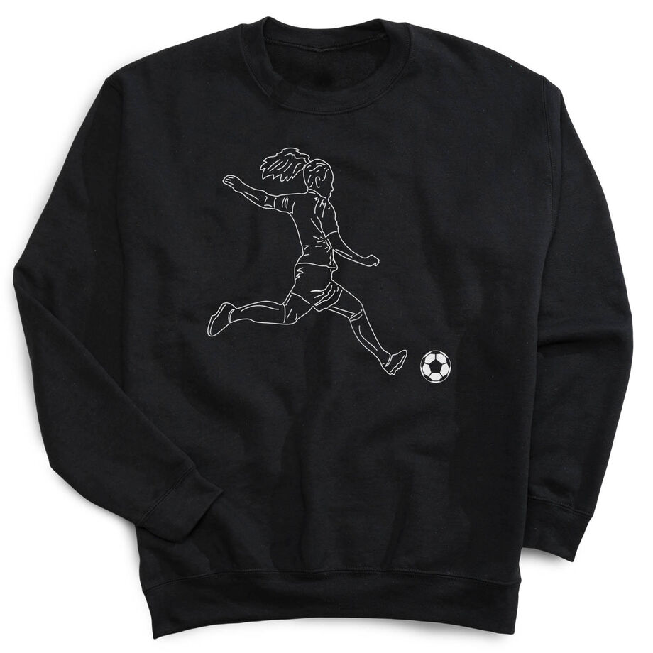 Soccer Crewneck Sweatshirt - Soccer Girl Player Sketch