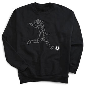 Soccer Crewneck Sweatshirt - Soccer Girl Player Sketch