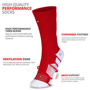 Team Number Woven Mid-Calf Socks - Red