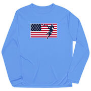 Guys Lacrosse Long Sleeve Performance Tee - Patriotic Lacrosse