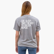 Soccer Short Sleeve T-Shirt - Eat Sleep Take The Kids To Soccer (Back Design)