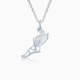 Sterling Silver Runner Winged Foot Necklace