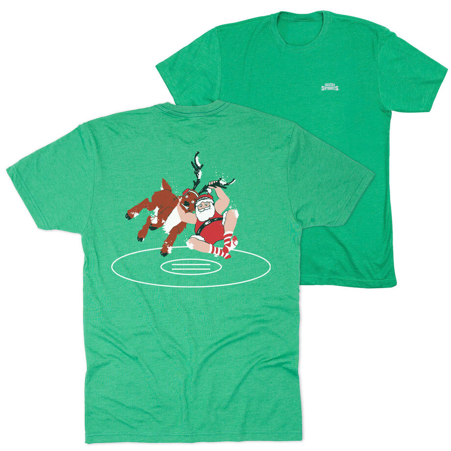 Wrestling Short Sleeve T-Shirt - Wrestling Reindeer (Back Design)