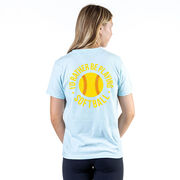 Softball T-Shirt Short Sleeve - I'd Rather Be Playing Softball Distressed (Back Design)