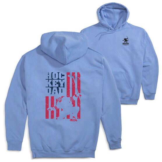 Hockey Hooded Sweatshirt - Hockey Dad American Flag (Back Design)