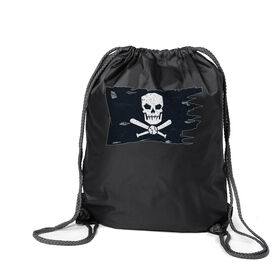 Baseball Drawstring Backpack - Baseball Pirate Flag