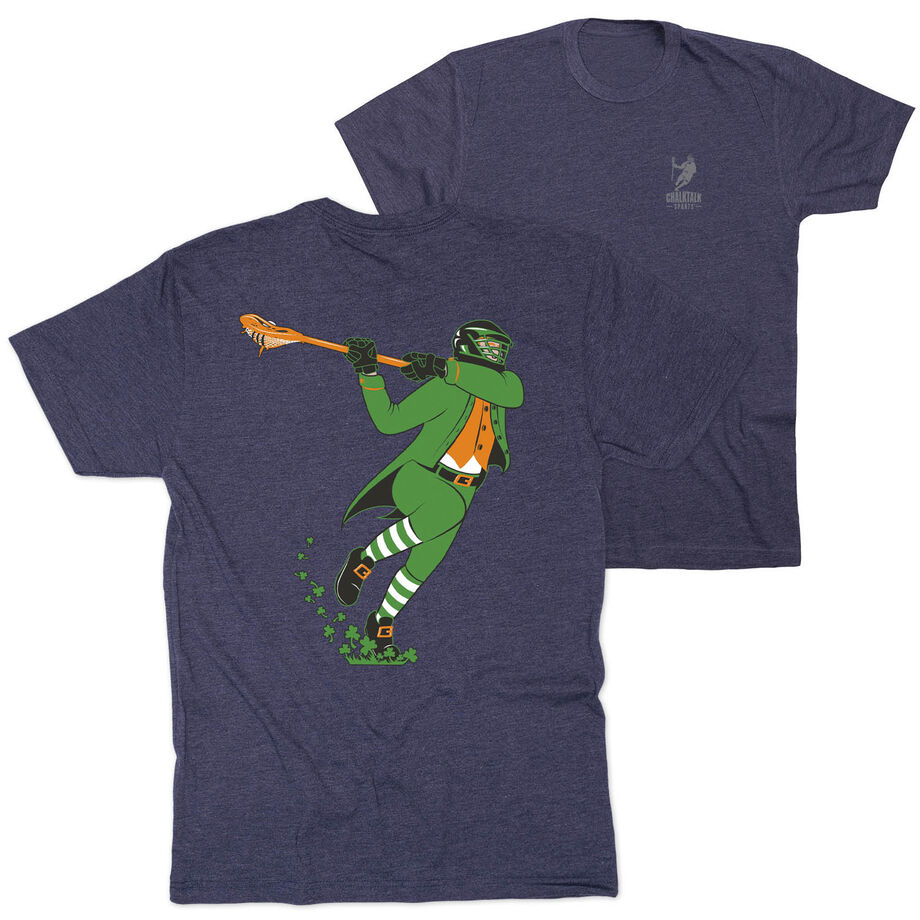 Guys Lacrosse Short Sleeve T-Shirt - Lacrosse Leprechaun (Back Design)