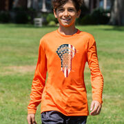 Guys Lacrosse Long Sleeve Performance Tee - Patriotic Stick