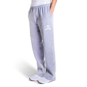 Field Hockey Fleece Sweatpants - Crossed Sticks With Heart