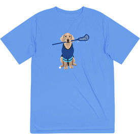 Guys Lacrosse Short Sleeve Performance Tee - Laxer the Lacrosse Dog