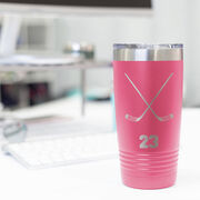 Hockey 20 oz. Double Insulated Tumbler - Personalized Crossed Sticks