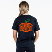 Girls Lacrosse Short Sleeve T-Shirt - Lax Stick Pumpkin (Back Design)