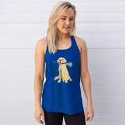 Girls Lacrosse Flowy Racerback Tank Top - Chase The Lax Dog