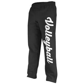 Volleyball Fleece Sweatpants Volleyball Script [Black/Adult Small/White] -SS
