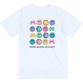 Cheerleading Short Sleeve Performance Tee - Cheer Makes Me Happy