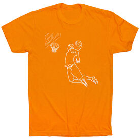 Basketball Short Sleeve T-Shirt - Basketball Player Sketch [Youth X-Large/Orange] - SS
