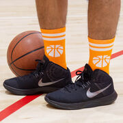 Basketball Woven Mid-Calf Socks - Ball (Orange/White)