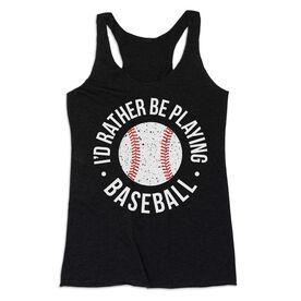 Baseball Women's Everyday Tank Top - Rather Be Playing Baseball Distressed