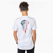 Guys Lacrosse Short Sleeve T-Shirt - Patriotic Stick (Back Design)