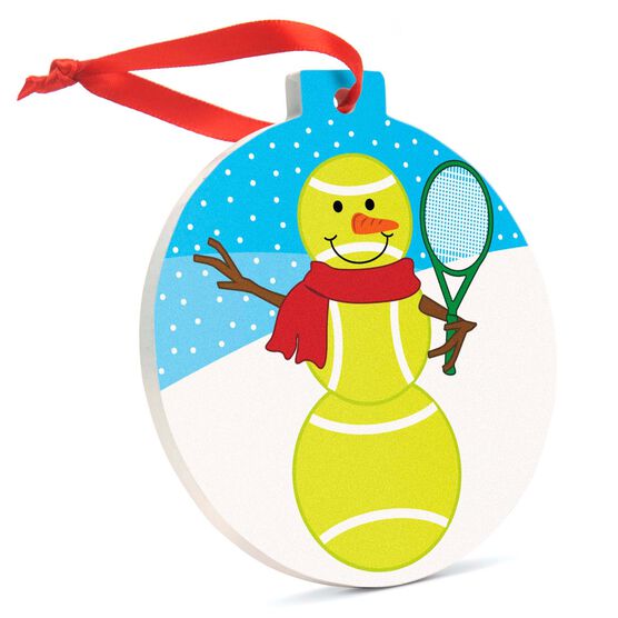 Tennis Round Ceramic Ornament -Tennis Snowman