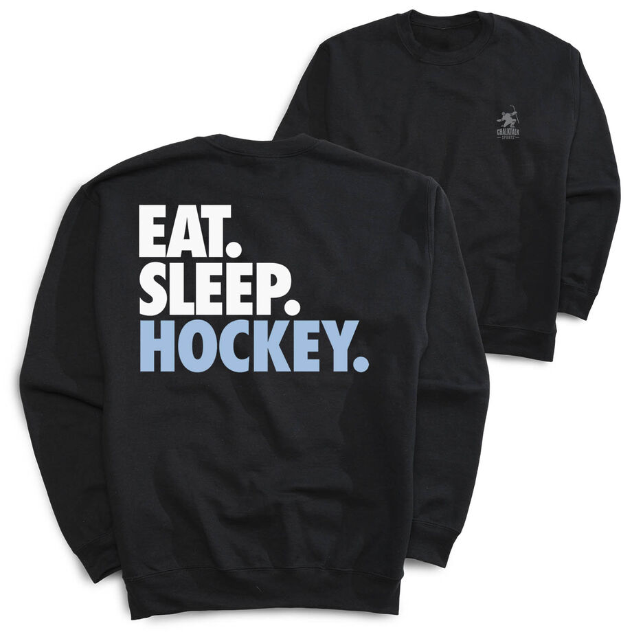 Hockey Crewneck Sweatshirt - Eat Sleep Hockey (Bold) (Back Design)