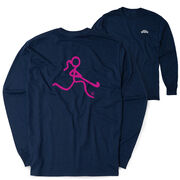 Field Hockey Tshirt Long Sleeve - Neon Field Hockey Girl (Back Design)