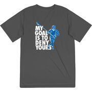 Guys Lacrosse Short Sleeve Performance Tee - My Goal Is To Deny Yours Defenseman