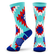 Basketball Woven Mid-Calf Socks - Aztec (Blue/Green)