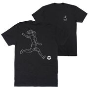 Soccer Short Sleeve T-Shirt - Soccer Girl Player Sketch (Back Design)