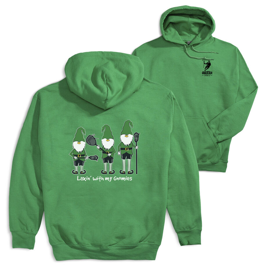 Guys Lacrosse Hooded Sweatshirt - Laxin' With My Gnomies (Back Design)