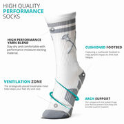 Lacrosse Woven Mid-Calf Socks - Crossed Sticks - White/Gray