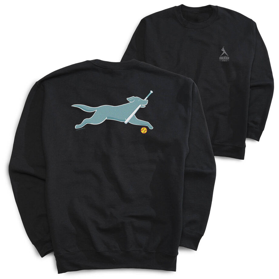 Softball Crewneck Sweatshirt - Mitts the Softball Dog (Back Design)